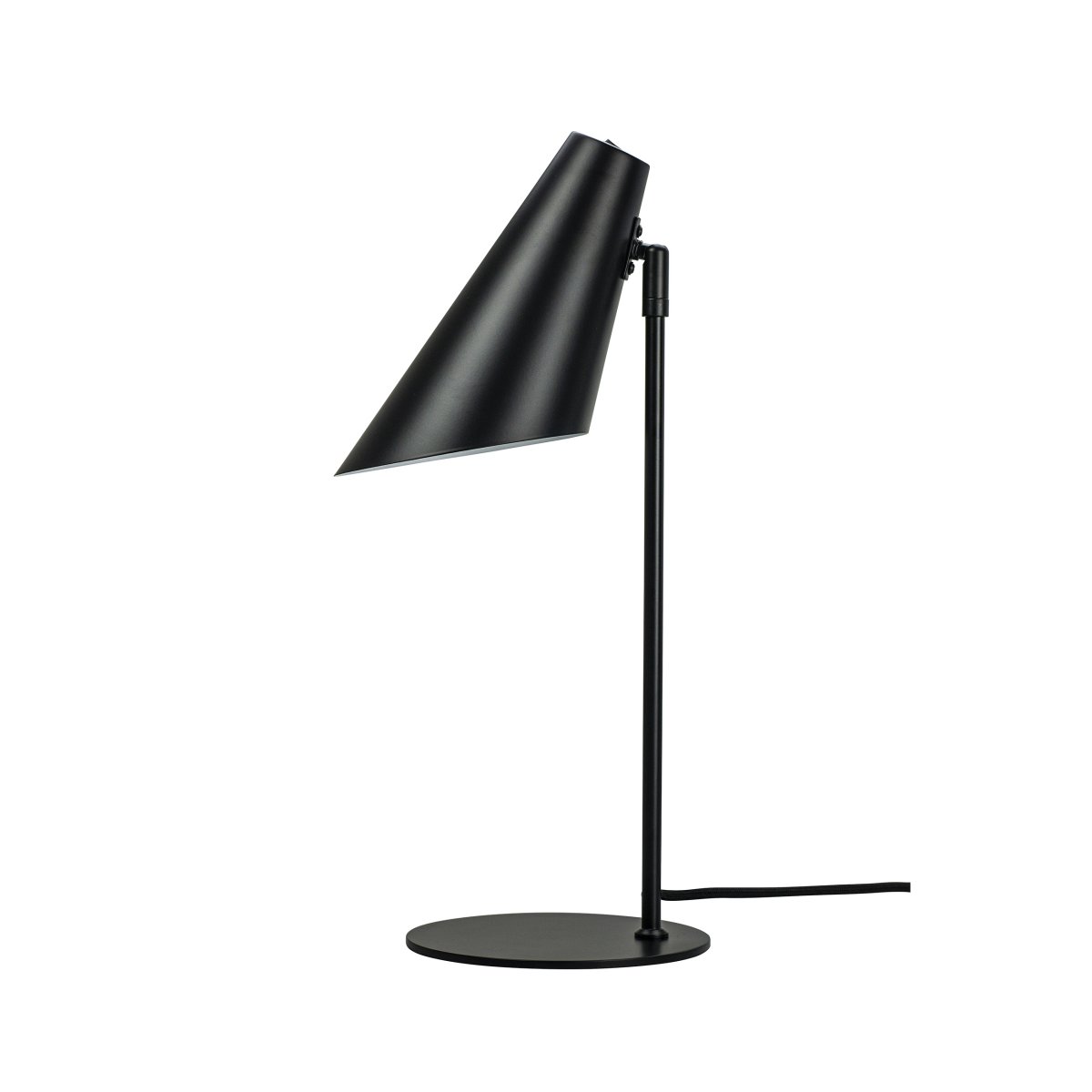 Cale 50cm Noir lampe de bureau De Dyberg Larsen - La lampe de table en métal noir mat et la tête de lampe rotative librement sont parfaites comme lampe de lecture dans la chambre ou comme détail d'ameublement élégant dans le salon.