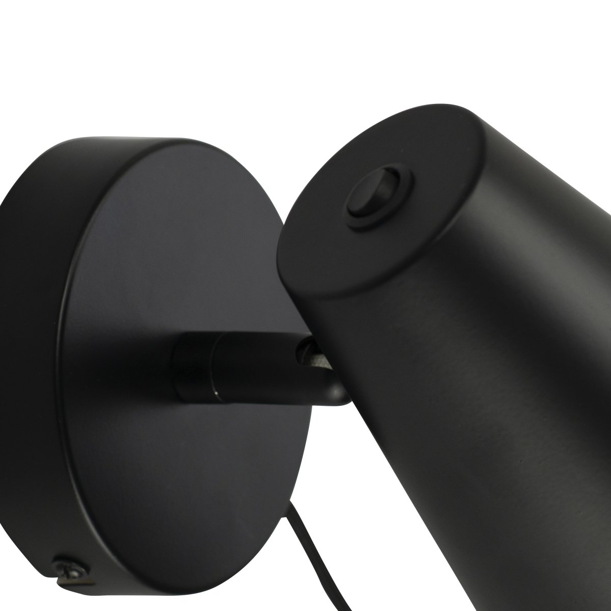 Cale 25cm Noir applique murale De Dyberg Larsen - La tête de lampe et la lampe sont livrées avec un câble textile noir de 1,5 m de long.