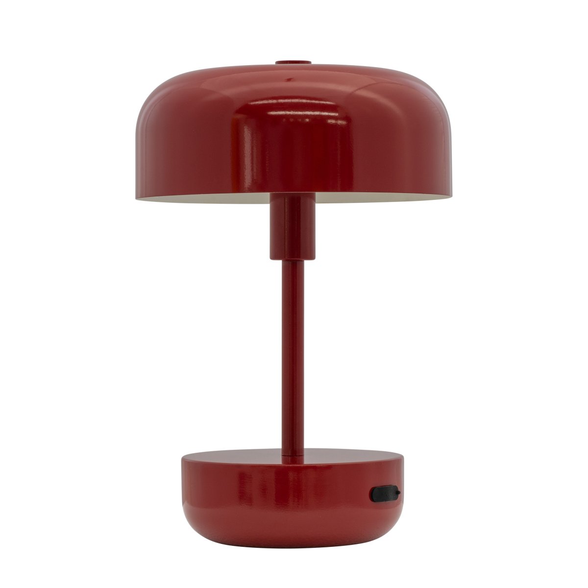 Haipot 25cm Rouge foncé portable De Dyberg Larsen - La lampe est parfaite pour une utilisation intérieure et extérieure et offre trois niveaux de lumière réglables.