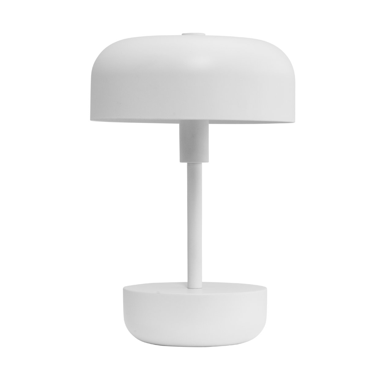 Haipot 25cm Blanc portable De Dyberg Larsen - La lampe est parfaite pour une utilisation intérieure et extérieure et offre trois niveaux de lumière réglables.