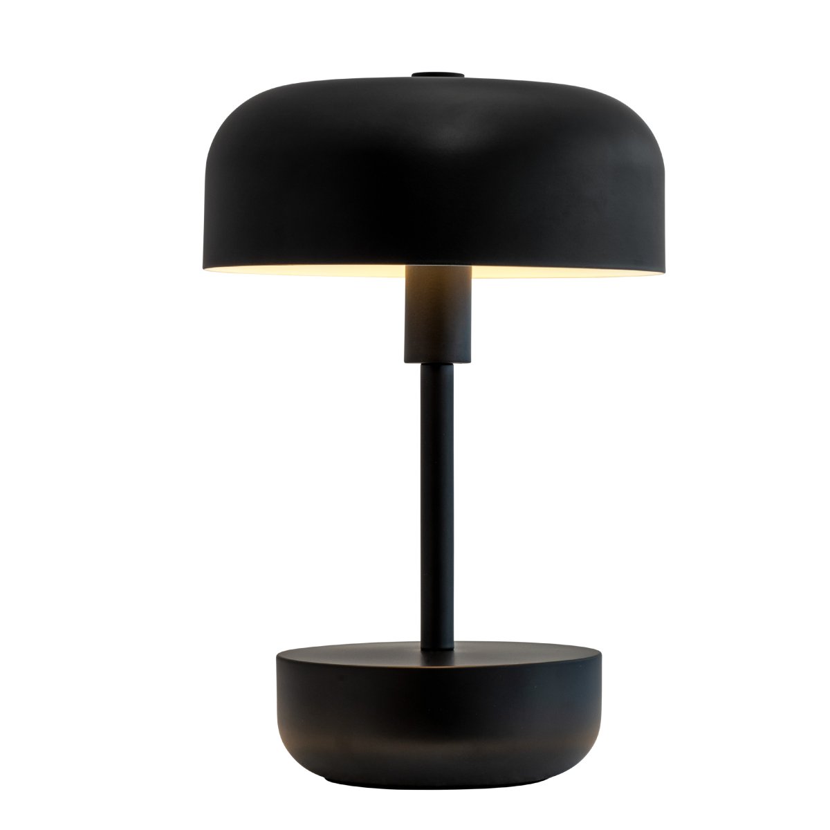 Haipot 25cm Noir portable De Dyberg Larsen - La lampe est parfaite pour une utilisation intérieure et extérieure et offre trois niveaux de lumière réglables.