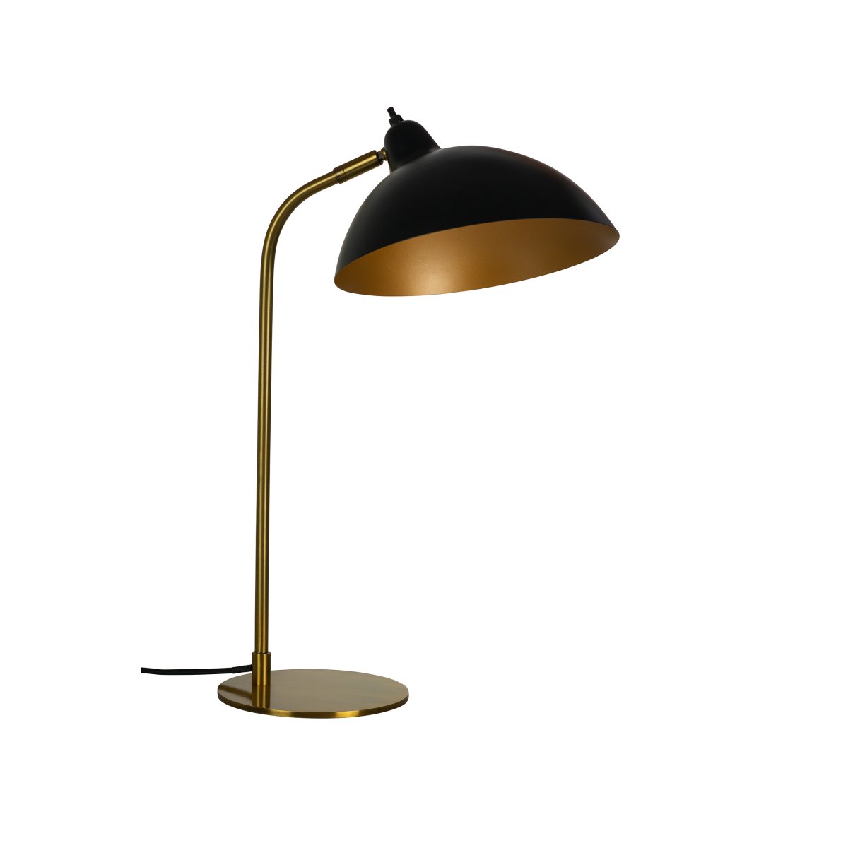 Futura 55cm Laiton lampe de table De Dyberg Larsen - La surface noire et l'int&eacute;rieur couleur laiton antique de l'abat-jour diffusent une lumi&egrave;re chaleureuse et cr&eacute;ent une belle atmosph&egrave;re dans la maison.