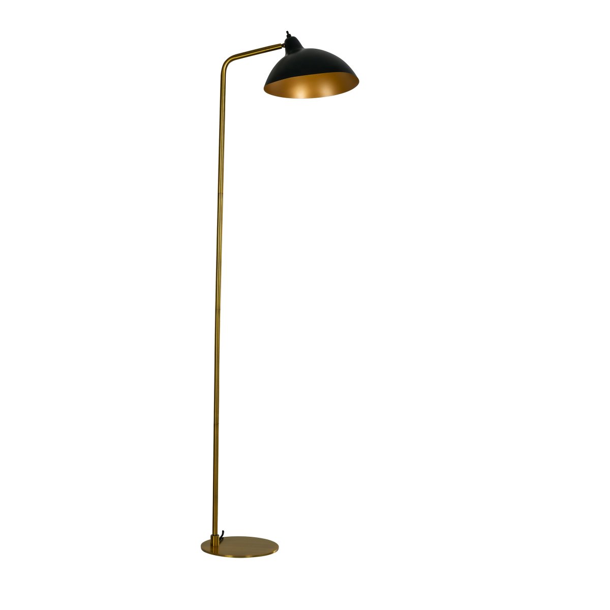 Futura Laiton lampadaire De Dyberg Larsen - La surface noire et l'int&eacute;rieur couleur laiton antique de l'abat-jour diffusent une lumi&egrave;re chaleureuse et cr&eacute;ent une belle atmosph&egrave;re dans la maison.