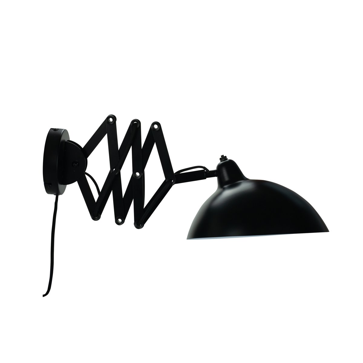Futura 60cm Noir applique murale De Dyberg Larsen - Il est fait de métal avec un extérieur noir et un intérieur blanc, créant un look minimaliste.