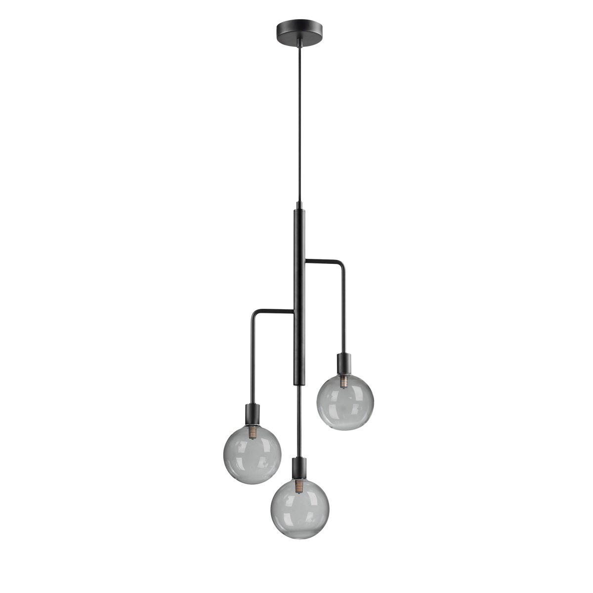 Chester 32cm Noir suspension De Dyberg Larsen - Plafonnier Chester à trois bras et verre fumé.