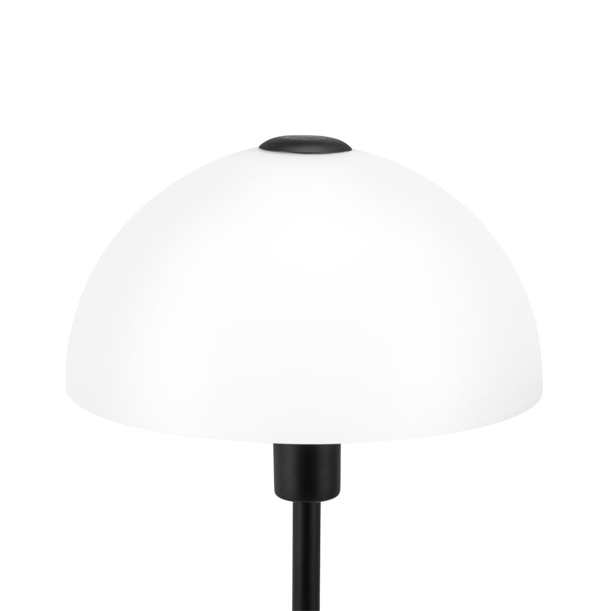 Jazz 38cm Noir lampe de table De Dyberg Larsen - Lampe de table en verre blanc opale avec une base en métal noir mat.