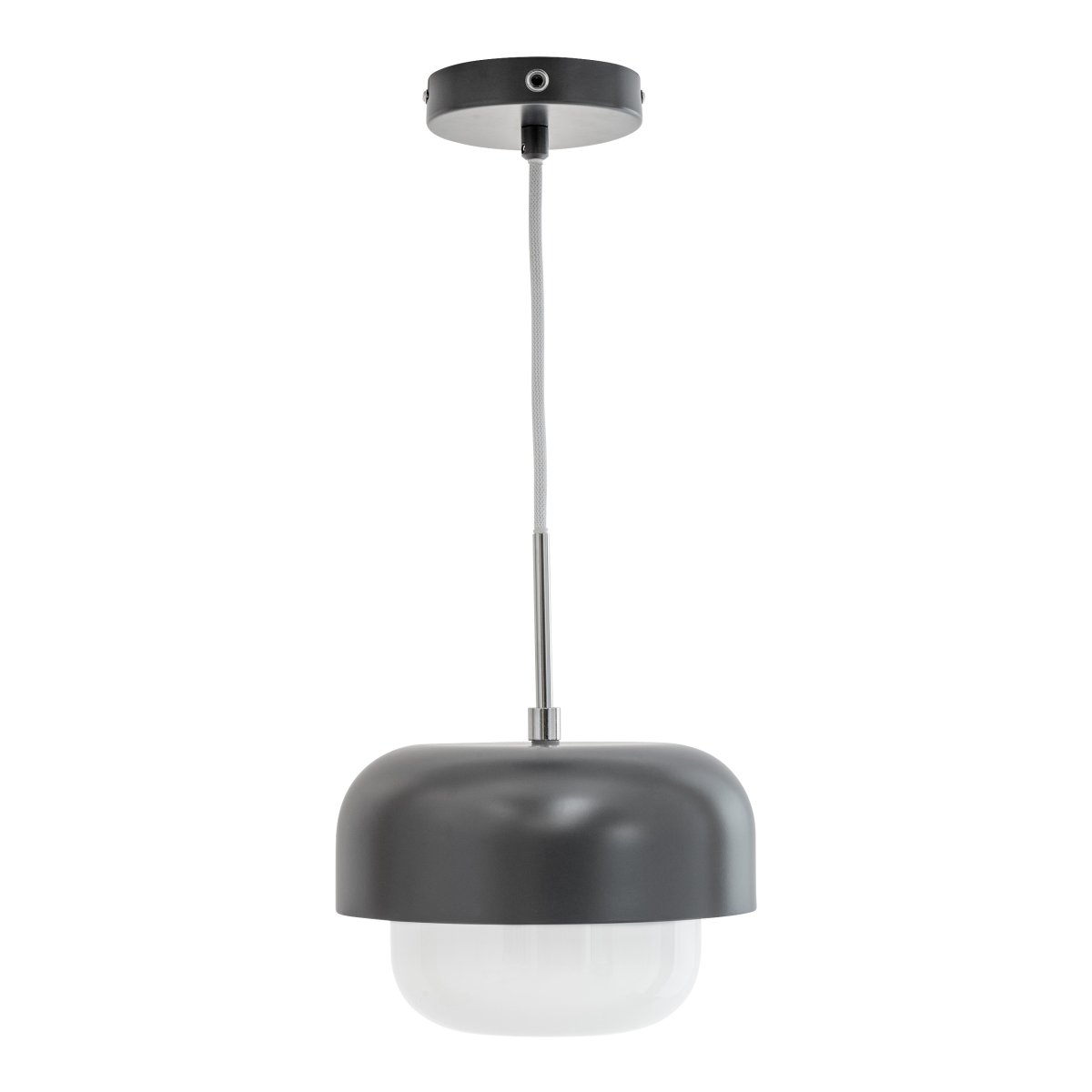 Haipot Ø23 Gris foncé suspension De Dyberg Larsen - La lampe Haipot possède un élégant abat-jour en verre opale et un ton gris discret.