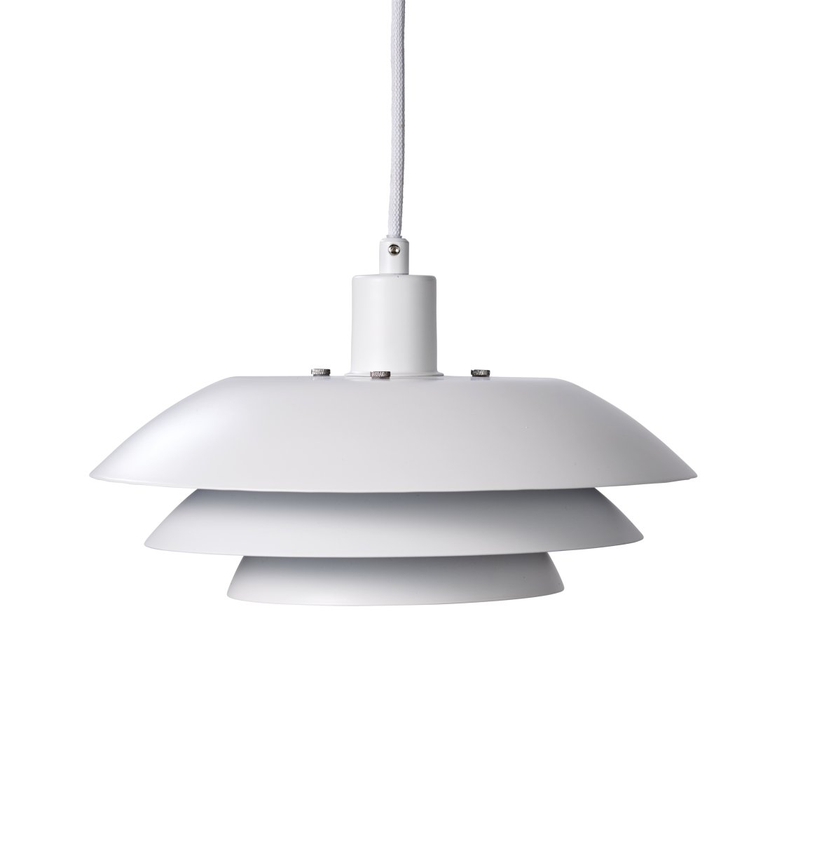 DL31 Ø31 Blanc suspension De Dyberg Larsen - Le plafonnier est classique et élégant en blanc et est parfait au-dessus de la table à manger ou de la table basse.