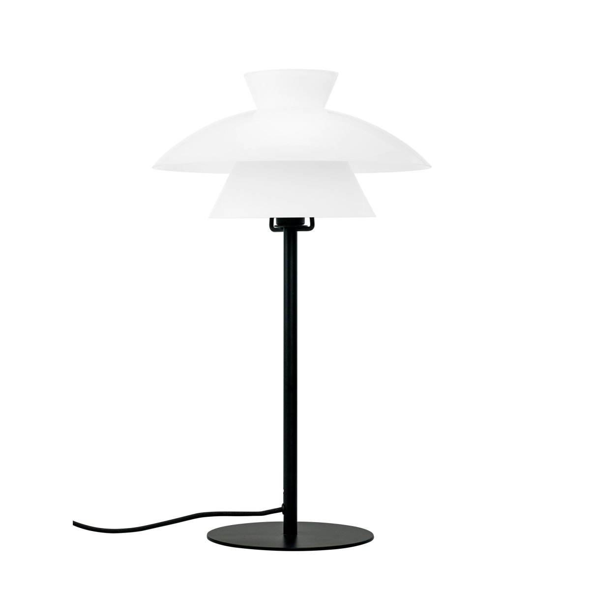 Valby 40cm Noir lampe de table De Dyberg Larsen - Livré avec câble textile noir de 2 m de long et interrupteur d'alimentation.
