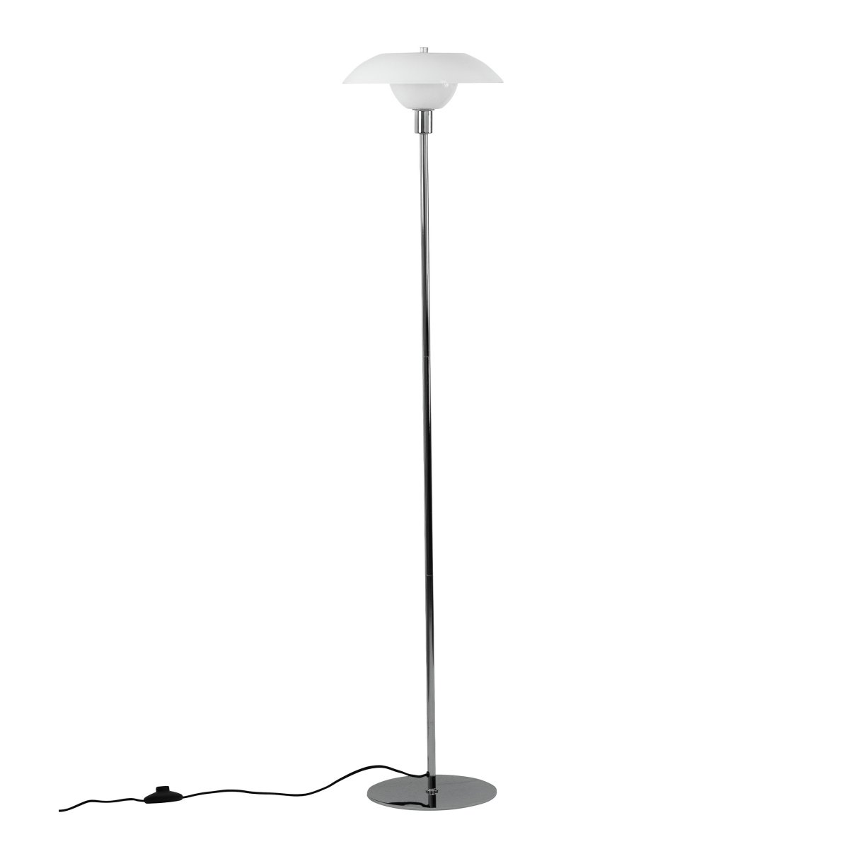 Bergen Opale lampadaire De Dyberg Larsen - Livré avec un câble textile noir de 1,8 m et un interrupteur d'alimentation.