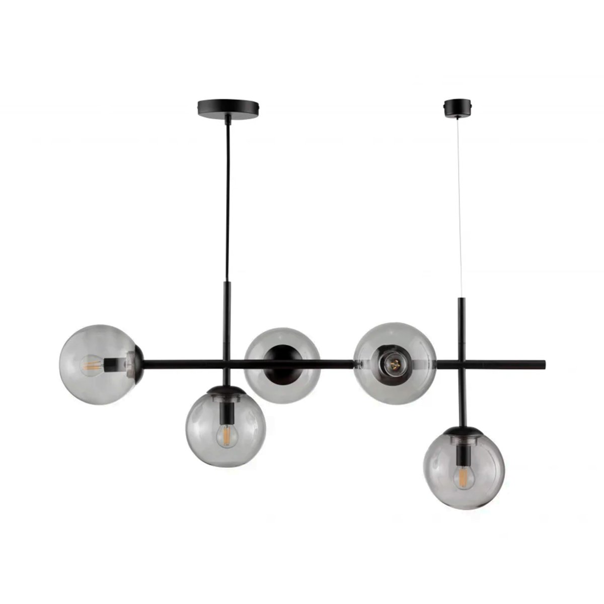 Como 93cm Noir suspension De Dyberg Larsen - Como est une élégante suspension avec de longs bras et cinq abat-jour.