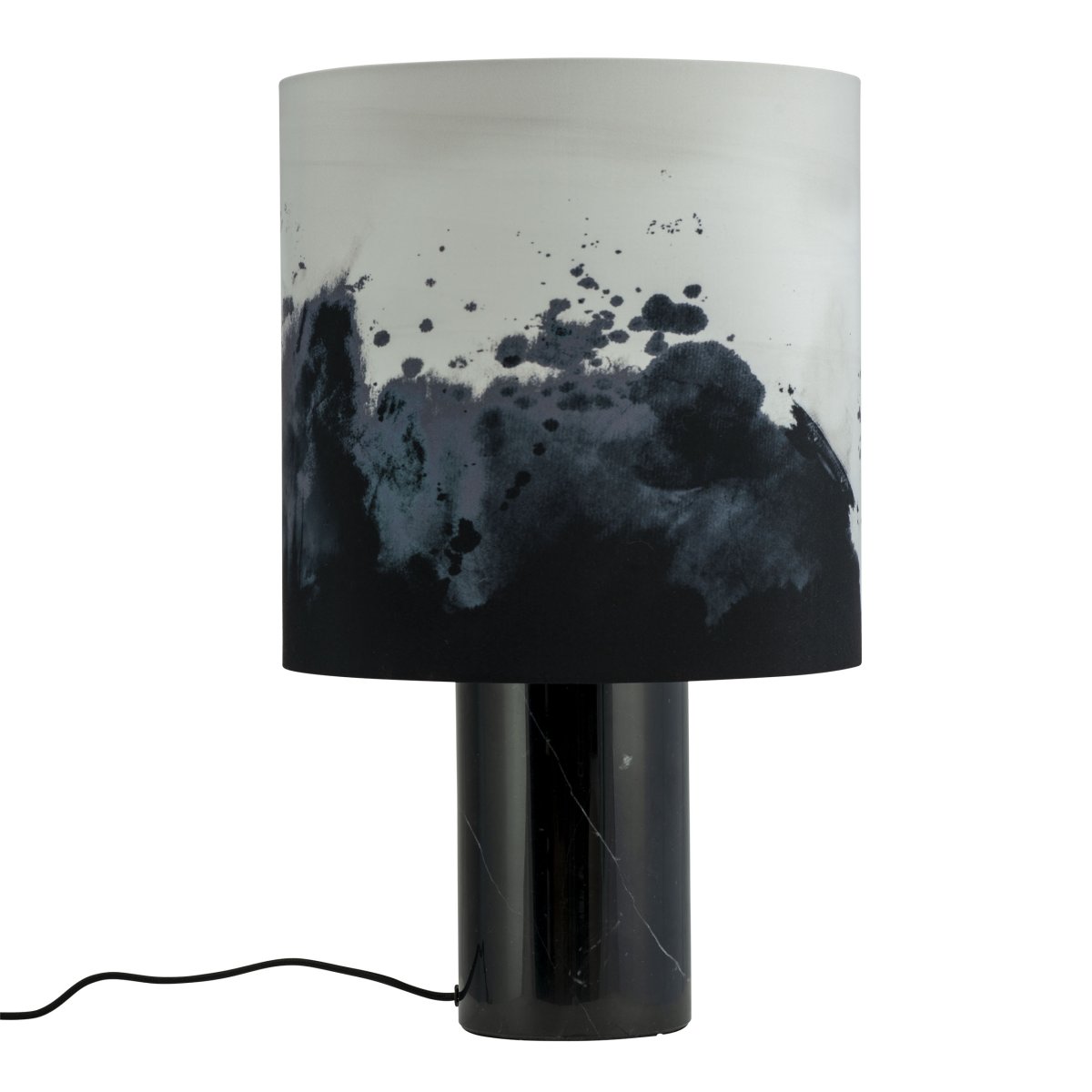 Molly 50cm Marbre lampe de table De Dyberg Larsen - Livré avec un câble textile noir de 1,6 m de long et un interrupteur d'alimentation.