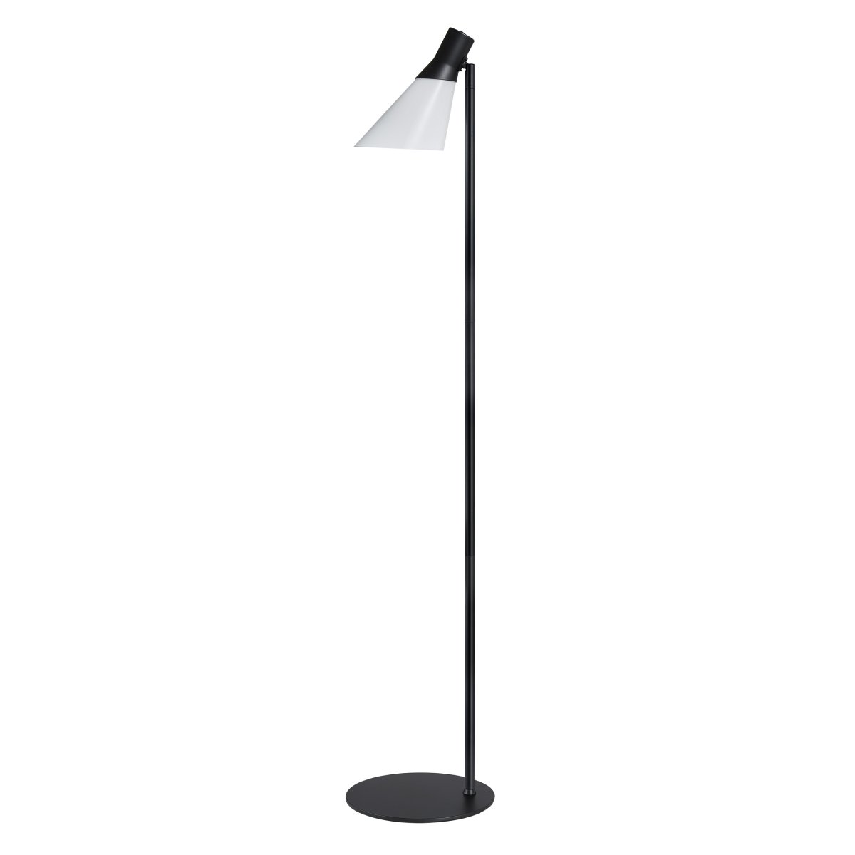 Gent Noir lampadaire De Dyberg Larsen - Gent est un lampadaire moderne et élégant avec un abat-jour en verre opale combiné à du métal noir.