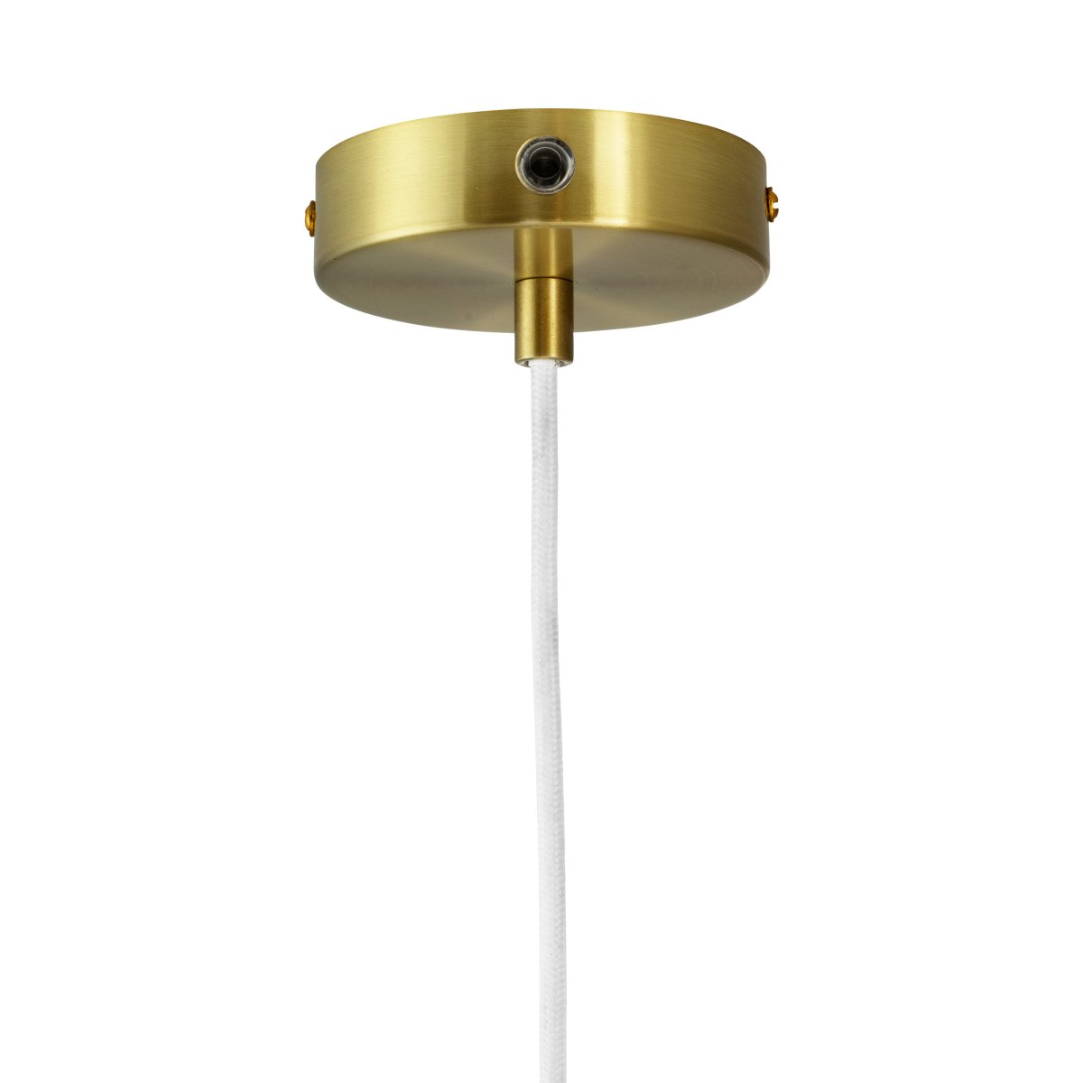 Arp Ø54 Laiton suspension De Dyberg Larsen - Avec trois abat-jour en verre opale et une suspension en laiton mat, le lustre diffuse une lumière douce et agréable.
