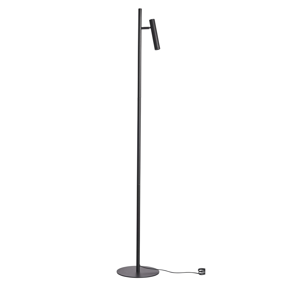 Carlo 1 Noir lampadaire De Dyberg Larsen - Il dispose d'une LED intégrée et d'un variateur continu contrôlé par un bouton tactile.