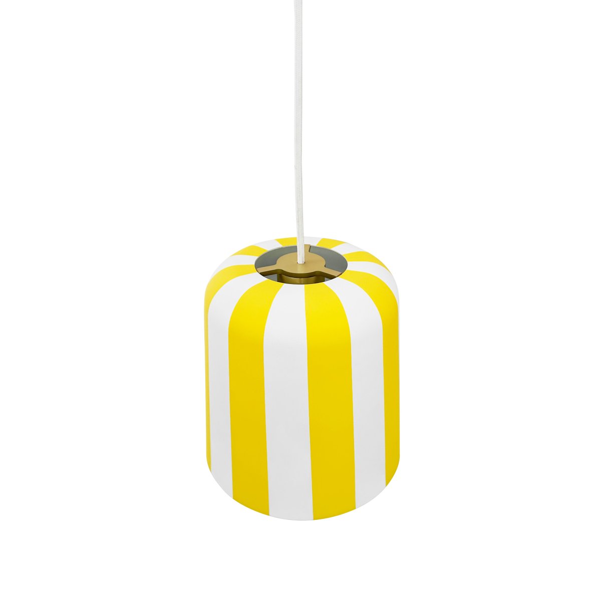 Gry Ø20 Jaune suspension De Dyberg Larsen - Genom att ta igenk&auml;nnbara m&ouml;nster och s&auml;tta dem i en ny kontext ville hon skapa en lampa som f&aring;r m&auml;nniskor att le och ger en unik visuell upplevelse.