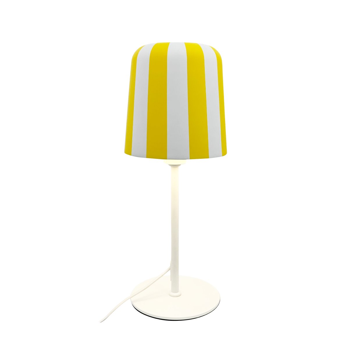 Gry 50cm Jaune lampe de table De Dyberg Larsen - Genom att ta igenk&auml;nnbara m&ouml;nster och s&auml;tta dem i en ny kontext ville hon skapa en lampa som f&aring;r m&auml;nniskor att le och ger en unik visuell upplevelse.