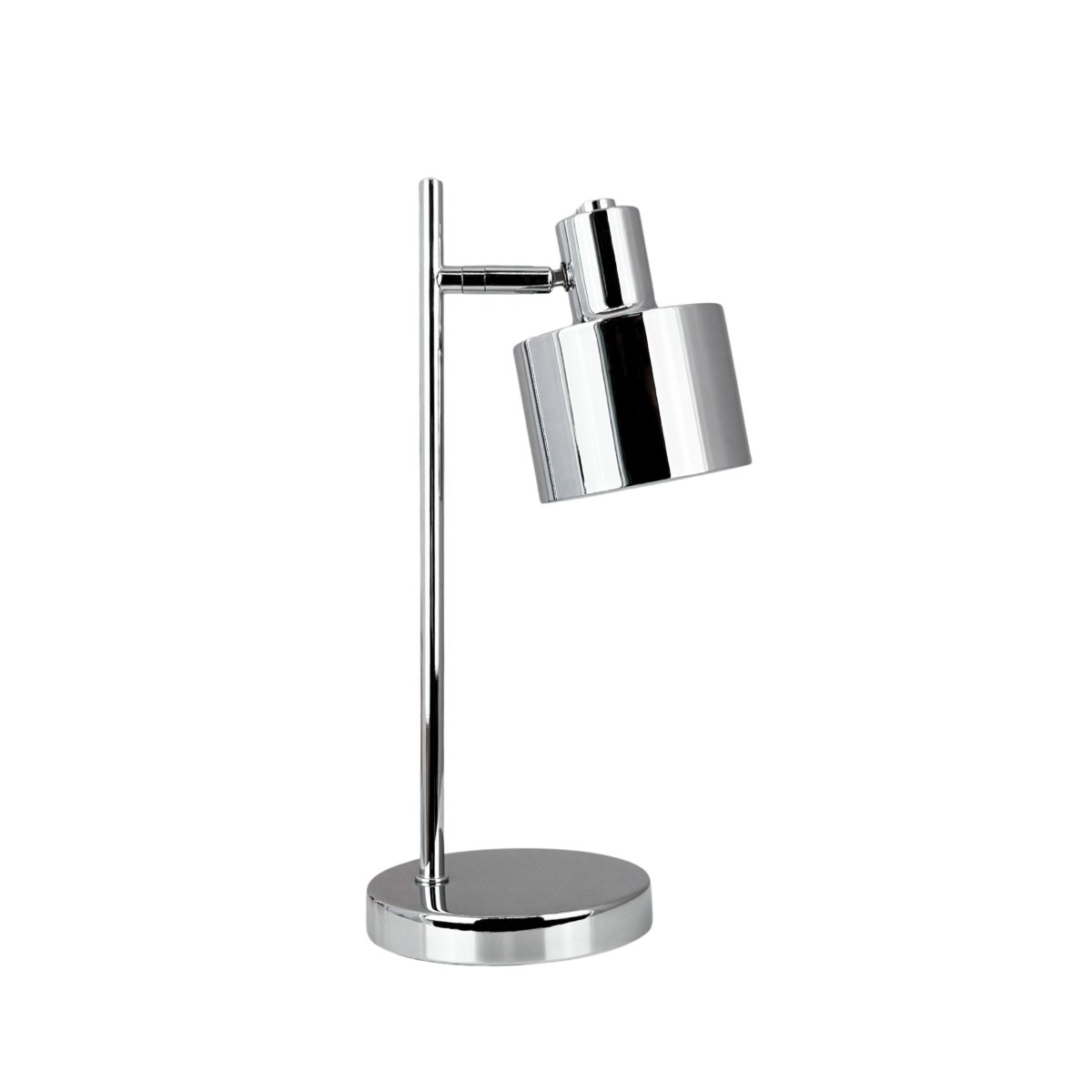 Ocean Mini 28cm Chrome portable De Dyberg Larsen - L'Ocean Mini est une version compacte et rechargeable de la c&eacute;l&egrave;bre lampe de table, alliant design r&eacute;tro et fonctionnalit&eacute;s modernes.