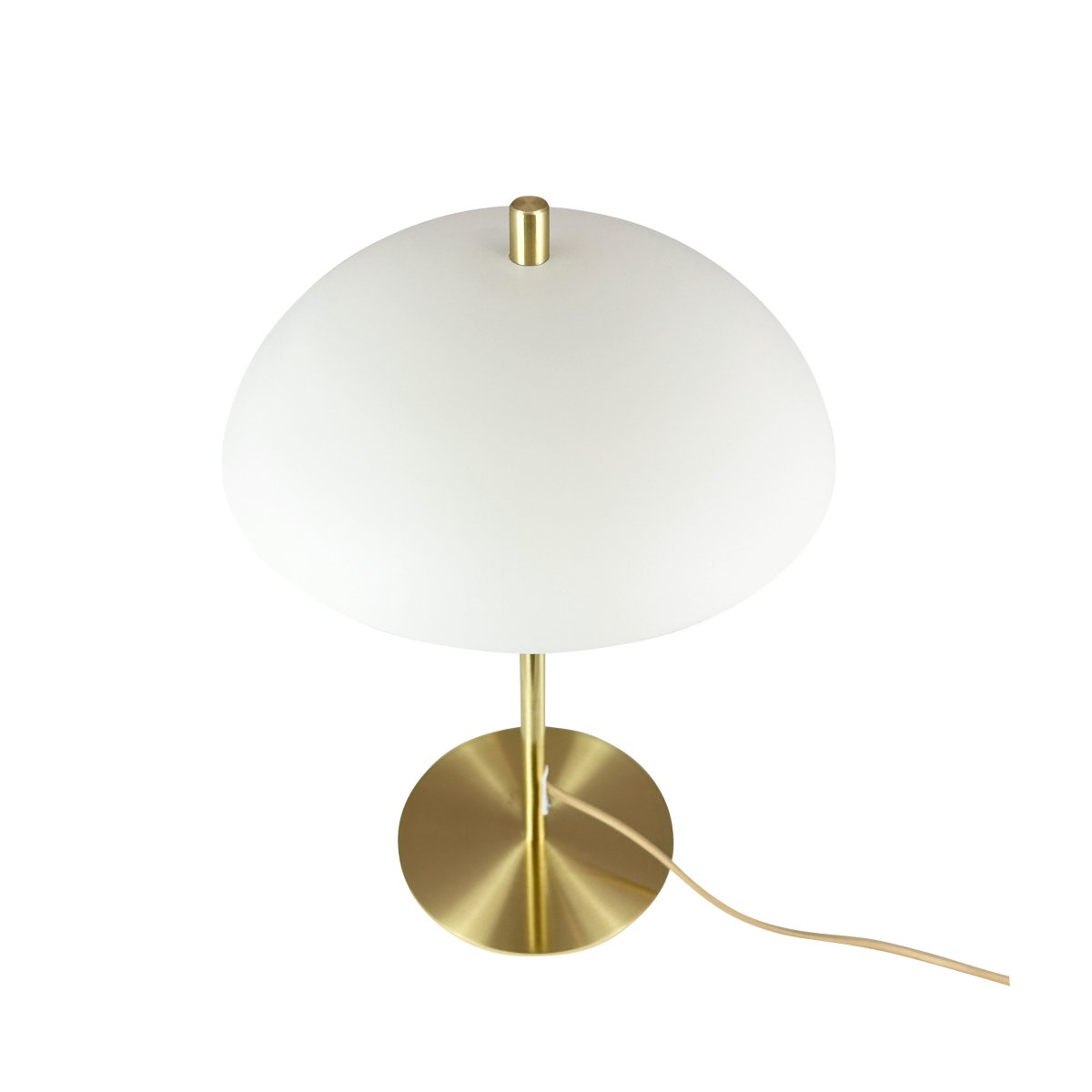 Globus 44cm Laiton/beige lampe de table De Dyberg Larsen - Avec un diam&egrave;tre de 30 cm et une hauteur de 44 cm, elle deviendra la pi&egrave;ce ma&icirc;tresse de votre d&eacute;coration.