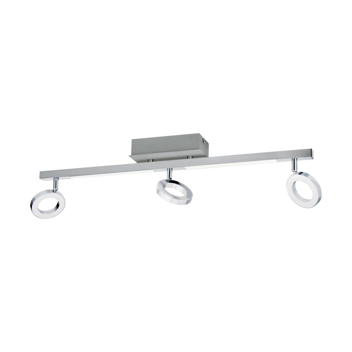 Cardillo 3 Chrome spot De Eglo - L'&eacute;clairage LED int&eacute;gr&eacute; produit une lumi&egrave;re blanche chaude et vive, id&eacute;ale pour les couloirs ou les cuisines, par exemple.