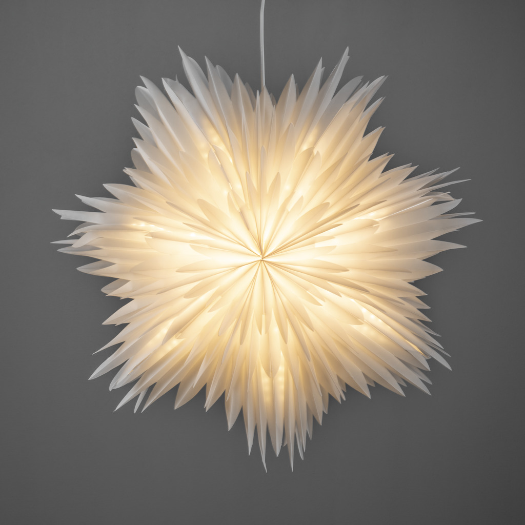 Star Ø80 Blanc De Konstsmide - L'&eacute;toile est dot&eacute;e d'un support de c&acirc;ble pratique et d'un interrupteur d'alimentation pour une mise en marche et un arr&ecirc;t faciles.