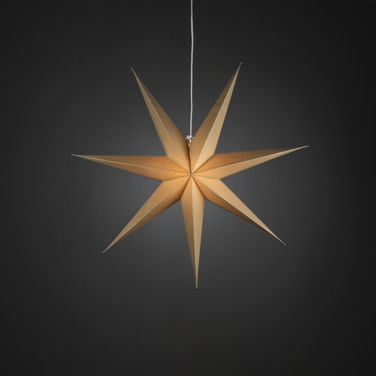 Étoile en papier Ø78 Beige De Konstsmide - Son design simple et élégant diffuse une lumière douce et agréable, créant une atmosphère harmonieuse pendant l'Avent et Noël.