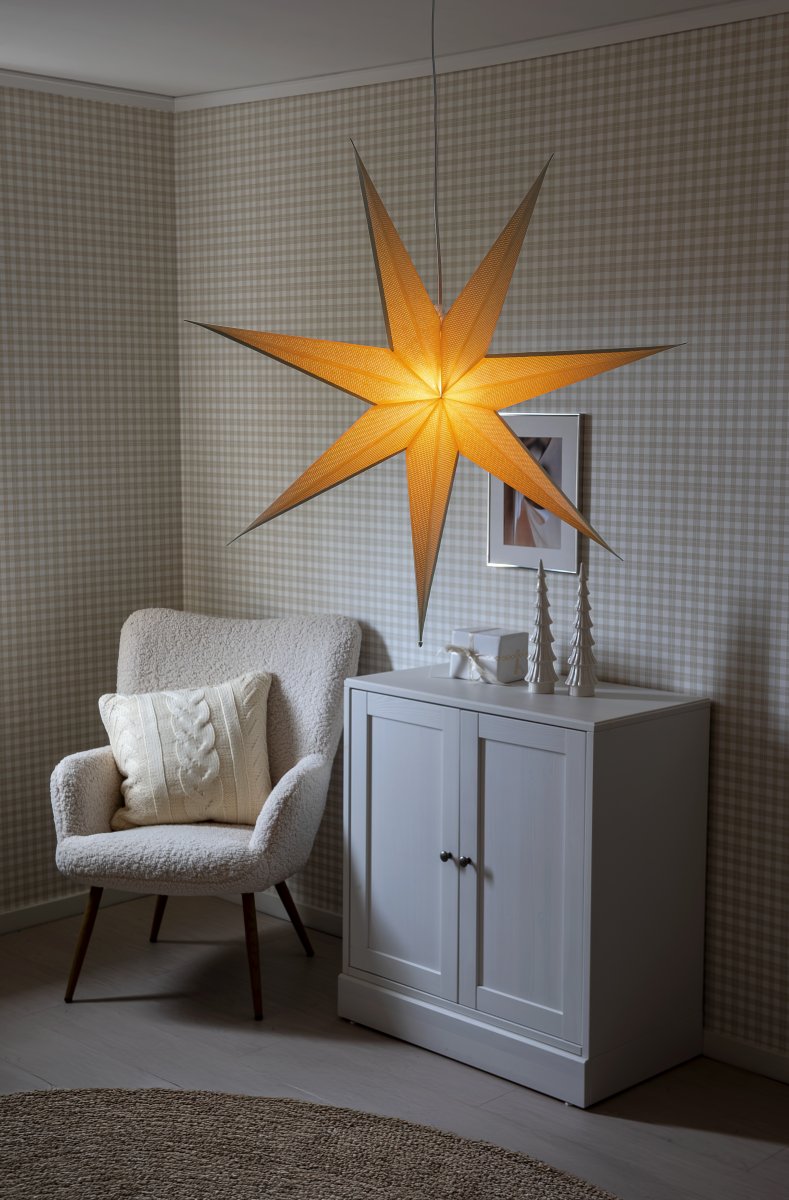 Étoile en papier Ø78 Beige De Konstsmide - Son design simple et élégant diffuse une lumière douce et agréable, créant une atmosphère harmonieuse pendant l'Avent et Noël.