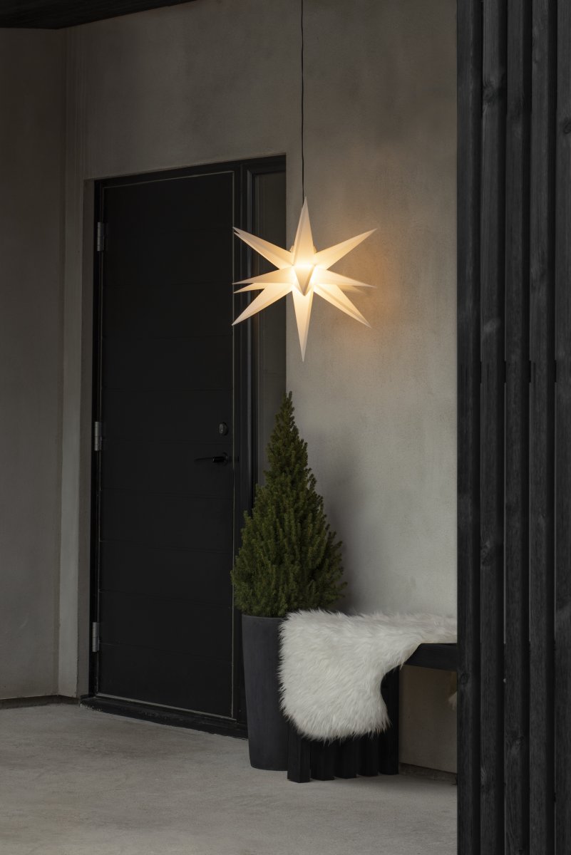 Étoile 3D Ø60 Blanc De Konstsmide - Adapt&eacute;e &agrave; une utilisation int&eacute;rieure et ext&eacute;rieure, cette &eacute;toile est une magnifique d&eacute;coration de No&euml;l pour une entr&eacute;e, une fa&ccedil;ade ou une fen&ecirc;tre.