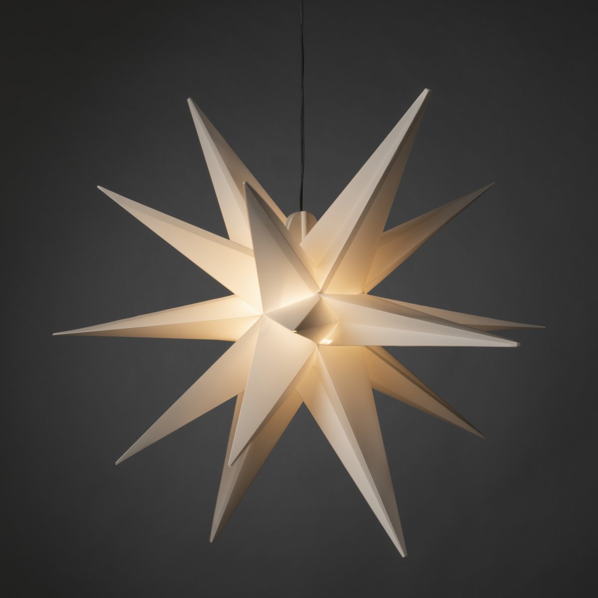Étoile 3D Ø80 Blanc De Konstsmide - Adapt&eacute;e &agrave; une utilisation int&eacute;rieure et ext&eacute;rieure, cette &eacute;toile est une magnifique d&eacute;coration de No&euml;l pour une entr&eacute;e, une fa&ccedil;ade ou une fen&ecirc;tre.