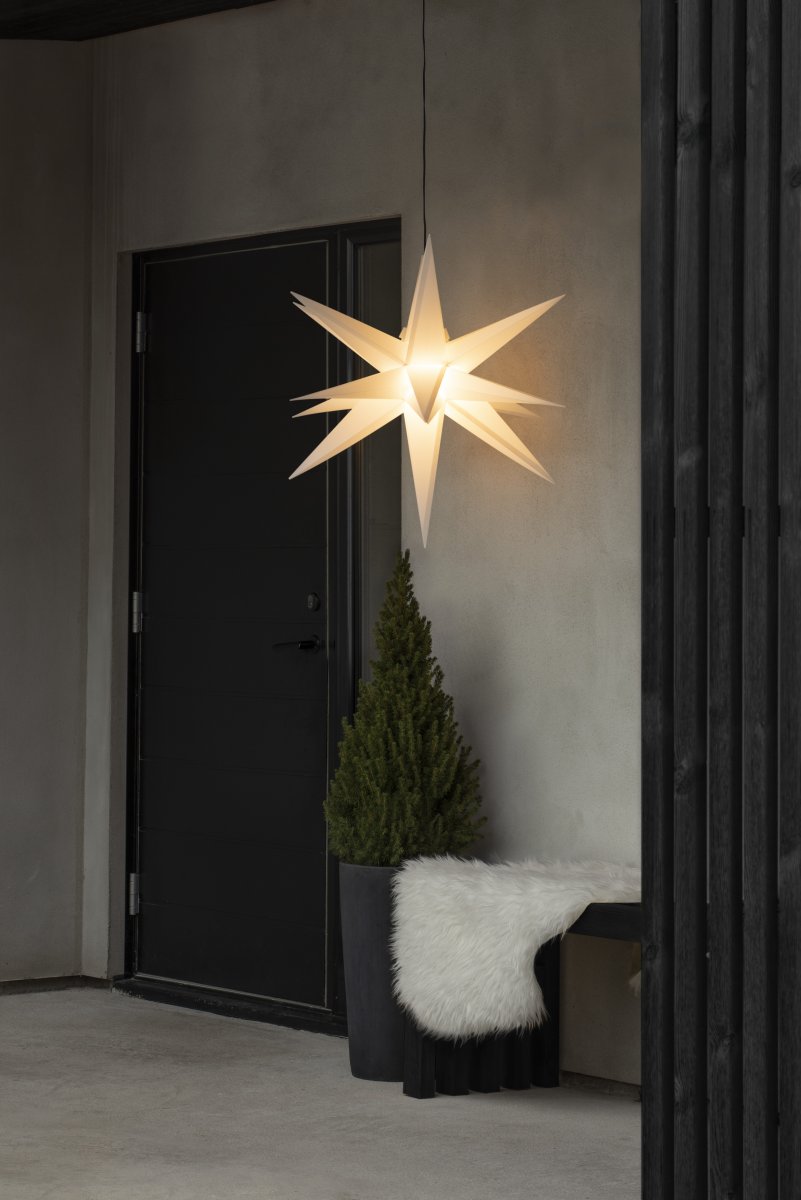 Étoile 3D Ø80 Blanc De Konstsmide - Adapt&eacute;e &agrave; une utilisation int&eacute;rieure et ext&eacute;rieure, cette &eacute;toile est une magnifique d&eacute;coration de No&euml;l pour une entr&eacute;e, une fa&ccedil;ade ou une fen&ecirc;tre.