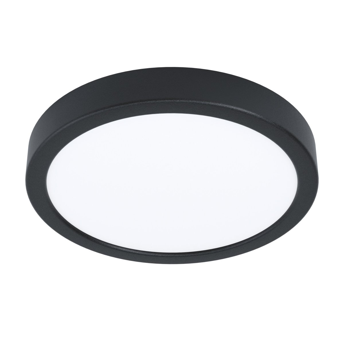 Argolis Ø28 Noir De Eglo - Son cadre en m&eacute;tal noir et son diffuseur en plastique blanc offrent une lumi&egrave;re uniforme et vive.