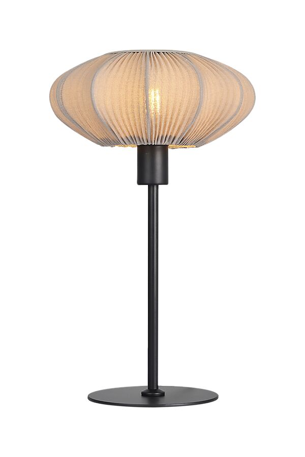 Mamsell 37cm Noir lampe de table De Aneta Lighting - La lampe de table Mamsell est recouverte d'un tissu extensible finement plissé, qui fournit une lumière agréable et légèrement tamisée.