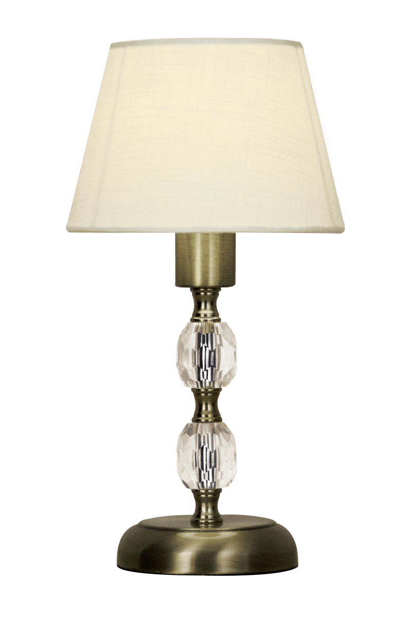 Johanna 30cm Laiton antique lampe de table De Aneta Lighting - La lampe de table Johanna en m&eacute;tal en laiton antique avec des boules en acrylique transparent assure l'&eacute;l&eacute;gance.