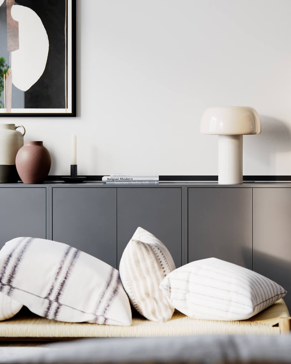 Lean on Me 40cm Beige lampe de table De By Rydéns - La lampe est en m&eacute;tal, la base de la lampe ayant une finition mate et l'abat-jour ayant une finition brillante, cr&eacute;ant un beau contraste.