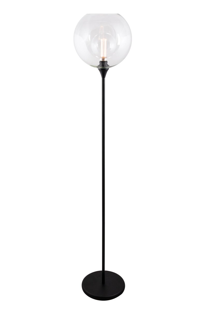 Bowl Clair lampadaire De Globen Lighting - Livré avec un câble transparent de 2 m, un interrupteur au pied et une prise secteur.