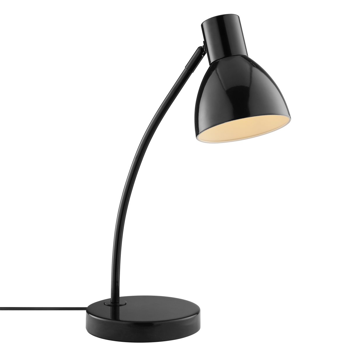 Jerry 43cm Noir lampe de bureau De Brilliant - Sa tête orientable permet d'orienter la lumière exactement là où elle est nécessaire : idéale pour un bureau, un coin lecture ou un espace de travail à domicile.