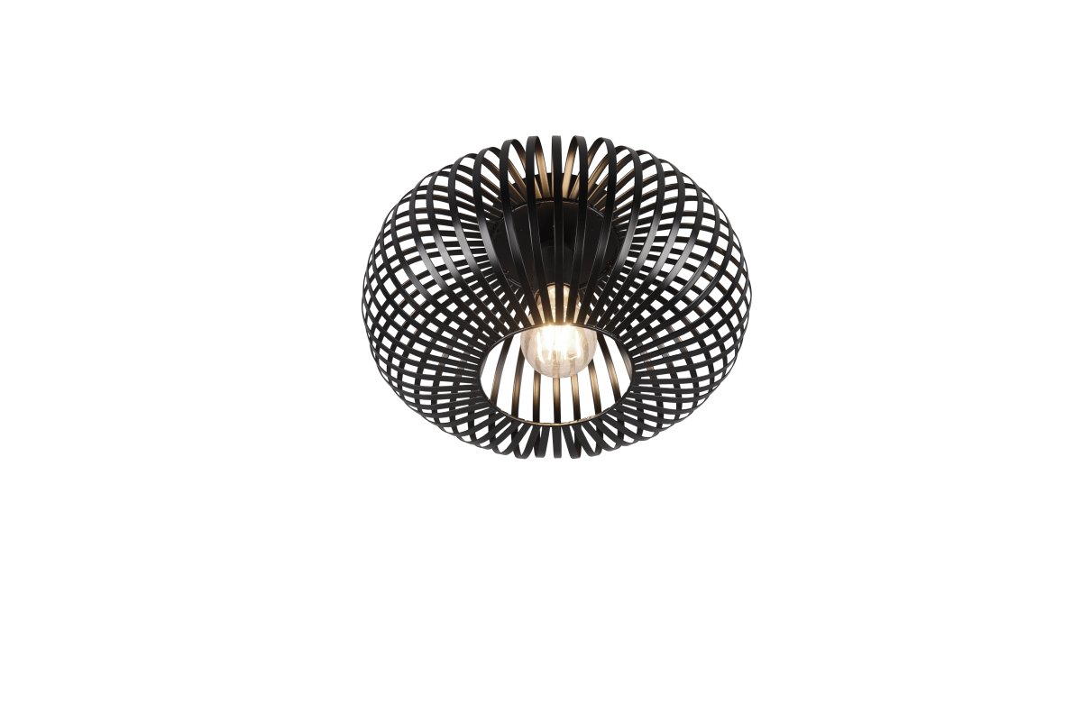 Johann Ø30 Noir plafonnier De Trio Lighting - Les élégantes tiges métalliques du plafonnier JOHANN sont combinées à un abat-jour élégant et assurent un résultat d'éclairage unique !