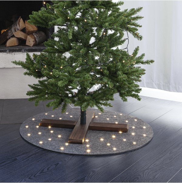 Tapis Pour Sapin De Noël Gris De Star Trading - Gris; Tapis en &eacute;pic&eacute;a de 80 cm de diam&egrave;tre.