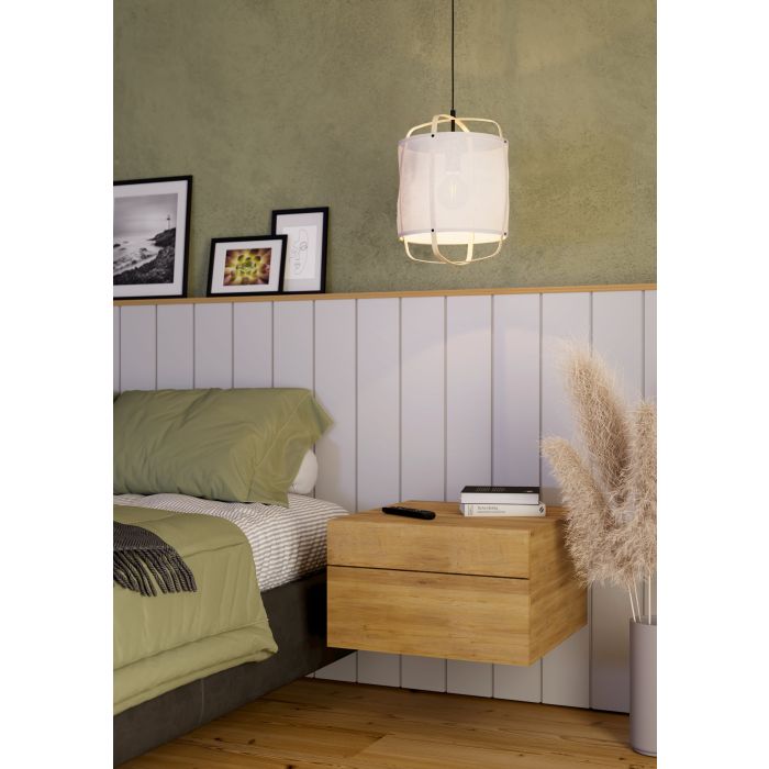 Surfleet Ø33 Nature suspension De Eglo - Les d&eacute;tails en bois caract&eacute;ristiques, avec leurs n&oelig;uds et leur texture, garantissent le caract&egrave;re unique de chaque produit et peuvent donc varier l&eacute;g&egrave;rement de l'image.