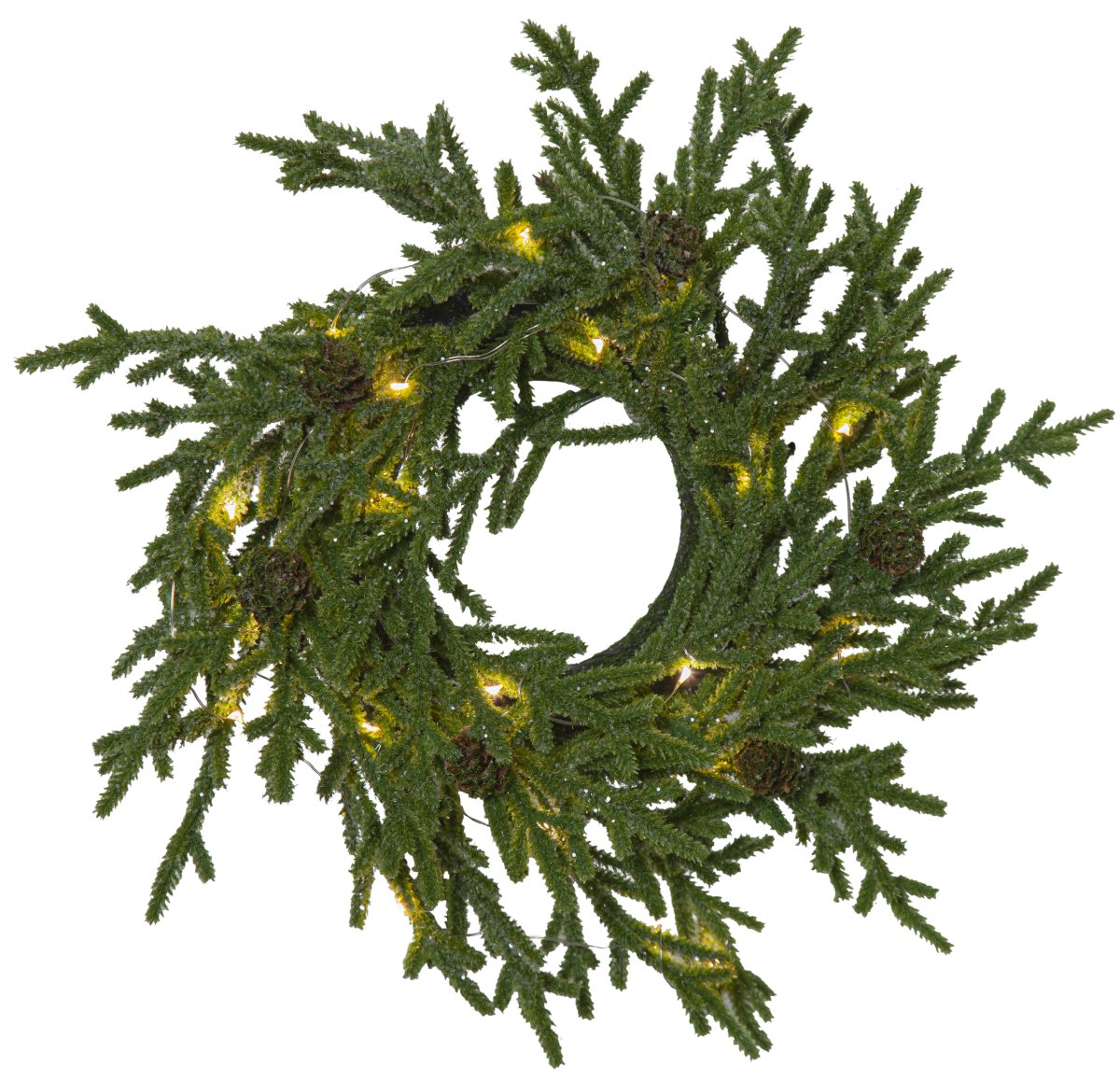 Lummer Ø38 Vert De Star Trading - Couronne en mat&eacute;riau PE avec des paillettes et des petits c&ocirc;nes.