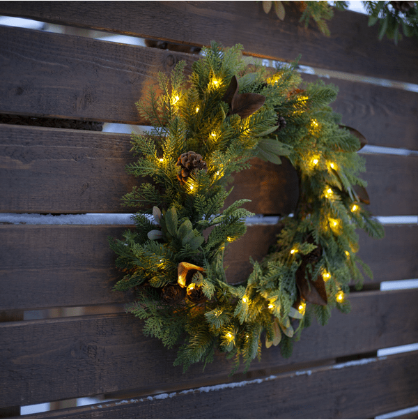 Mixi Ø60 Vert De Star Trading - La couronne Mixi est compos&eacute;e d'un m&eacute;lange de feuilles et d'aiguilles en poly&eacute;thyl&egrave;ne.