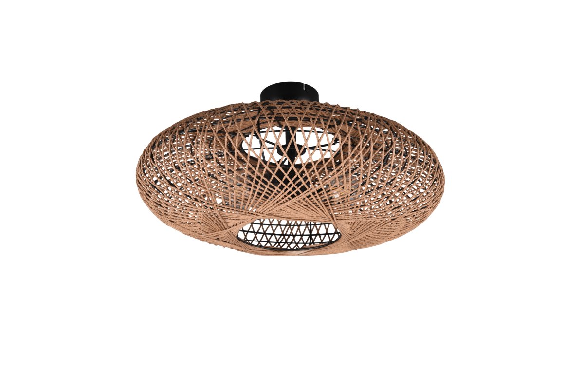 Hedda Ø52 Nature plafonnier De Trio Lighting - La lampe d&eacute;corative HEDDA cr&eacute;e des contrastes passionnants et affine les pi&egrave;ces avec son motif d'ombre et de lumi&egrave;re en tissage de sisal.