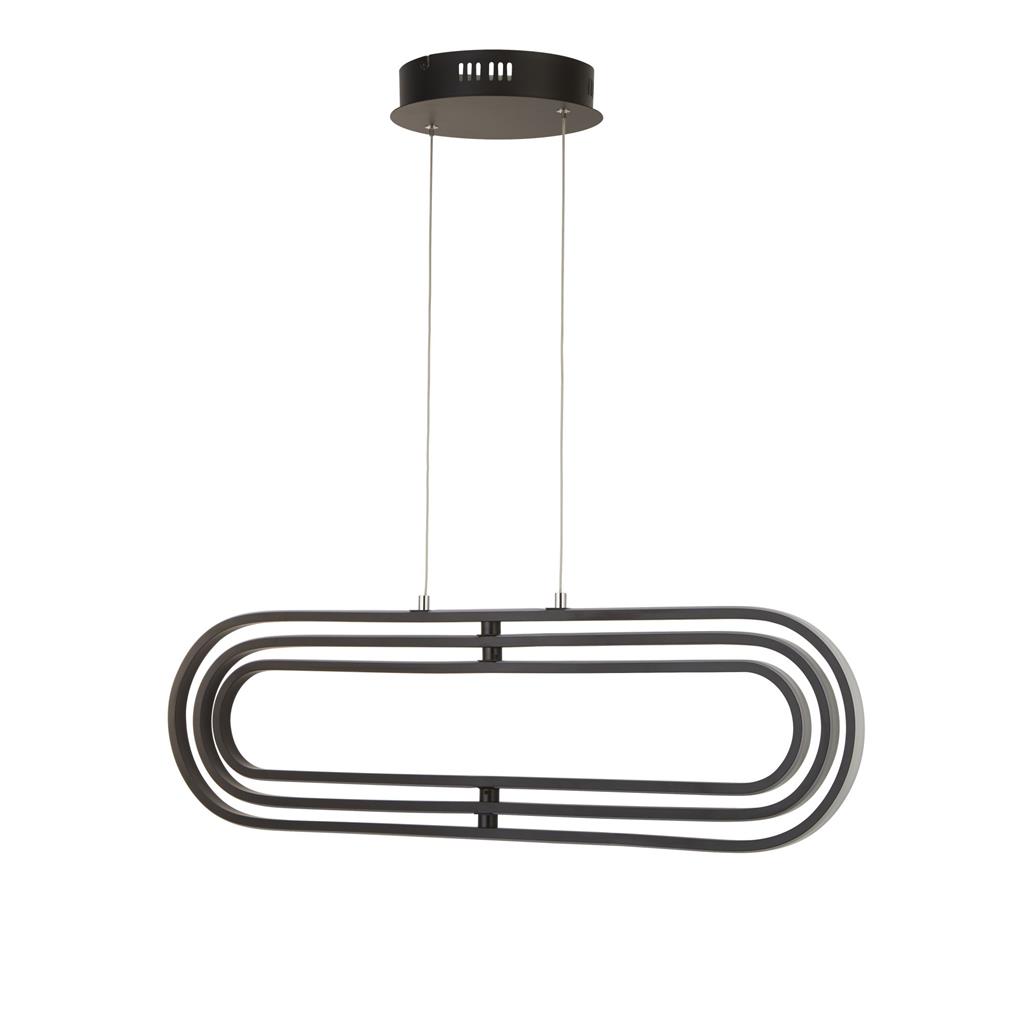 Clip 80cm Noir suspension De Searchlight - Ce luminaire présente des formes ovales orientables et interconnectées, que vous pouvez orienter et ajuster pour créer des jeux et des effets lumineux uniques.