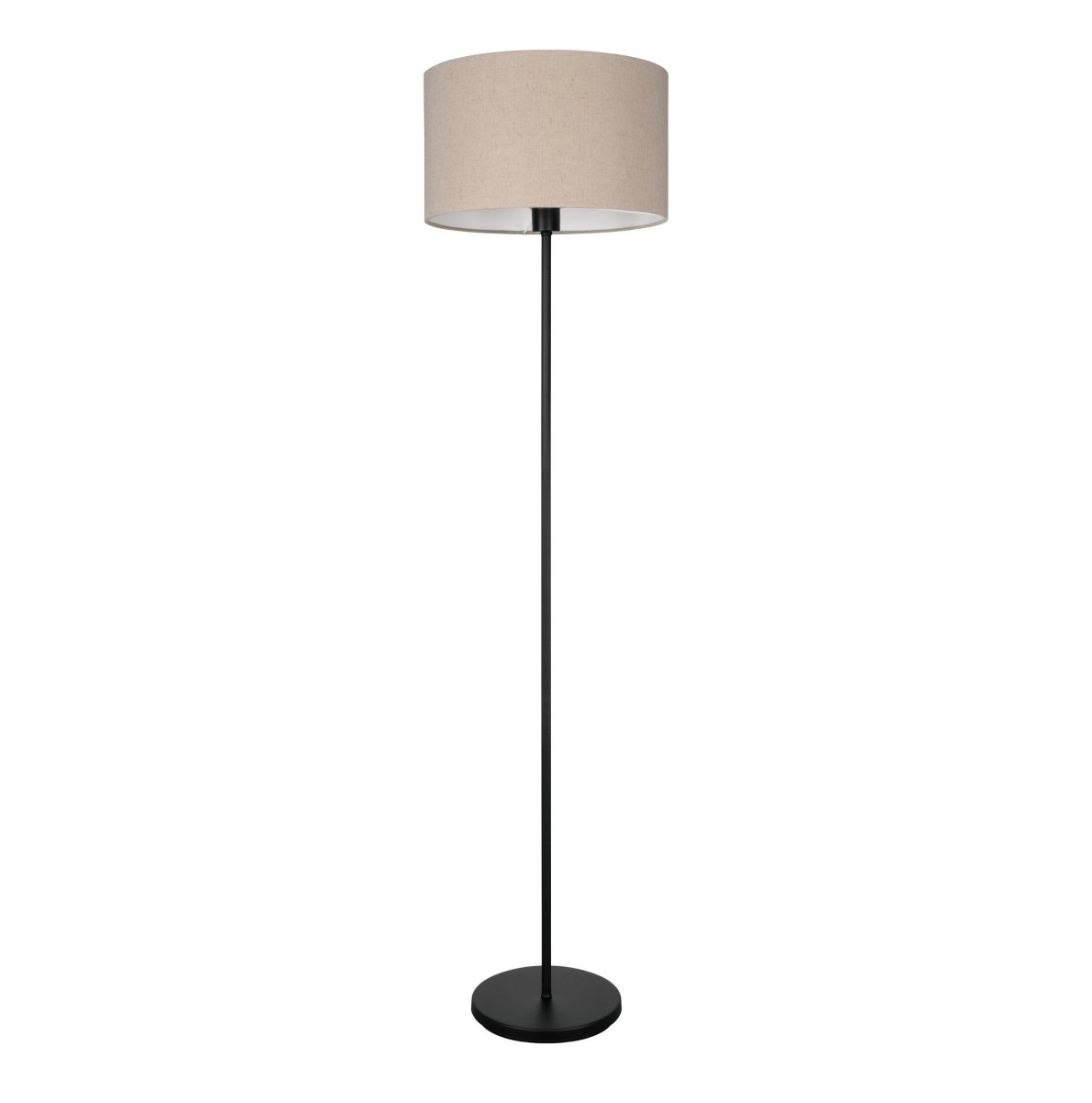  Feniglia Beige lampadaire De Eglo - Sa structure en m&eacute;tal noir et son abat-jour en lin aux tons chauds et naturels diffusent une lumi&egrave;re douce et agr&eacute;able.