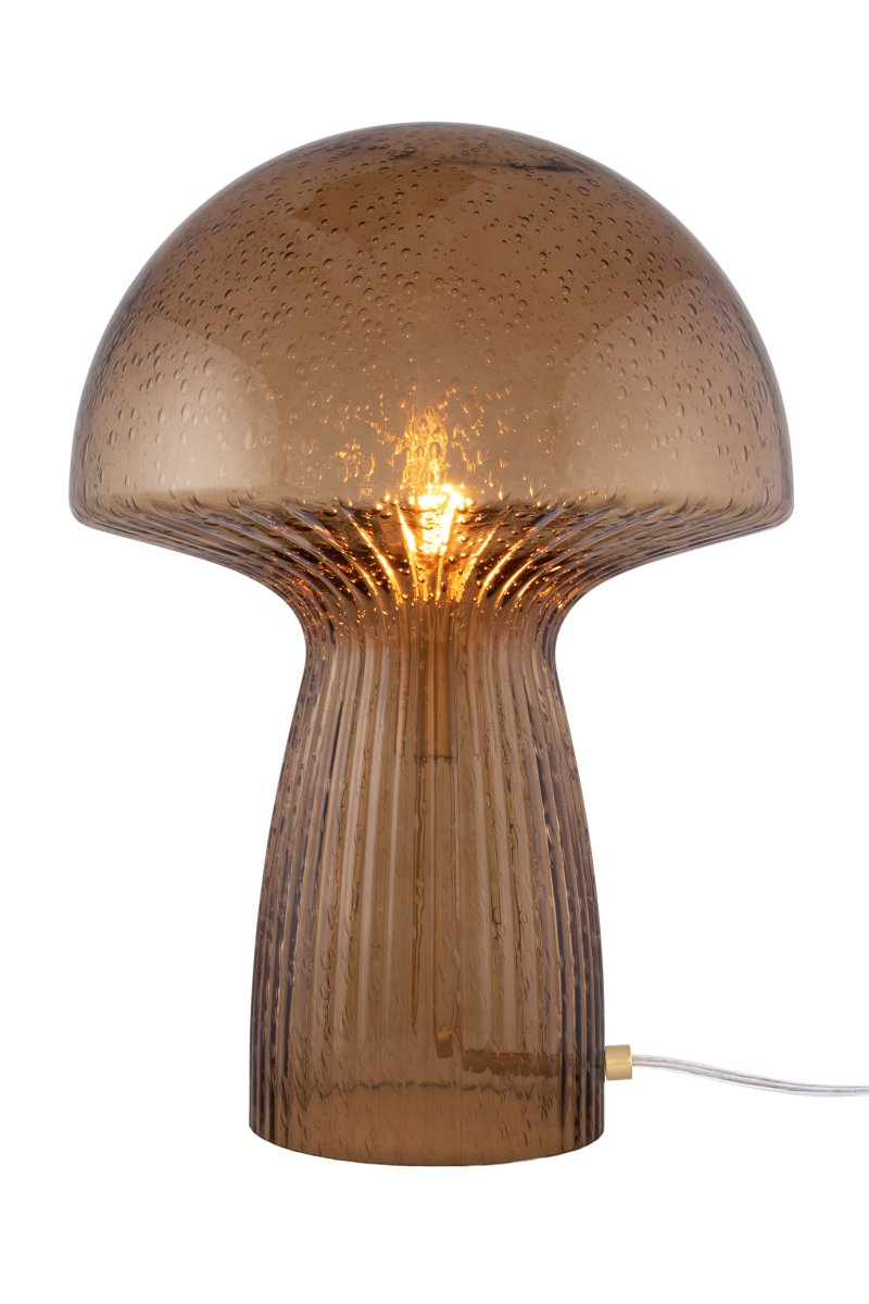 Fungo 42cm Brun lampe de table De Globen Lighting - Chaque lampe est souffl&eacute;e bouche et unique, ce qui entra&icirc;ne des variations de couleur, d'&eacute;paisseur du verre et de nombre de bulles.