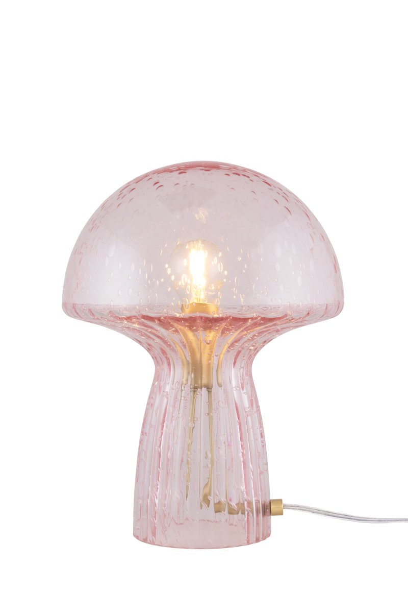 Fungo 30cm Rose lampe de table De Globen Lighting - Chaque lampe est souffl&eacute;e bouche et unique, ce qui entra&icirc;ne des variations de couleur, d'&eacute;paisseur du verre et de nombre de bulles.