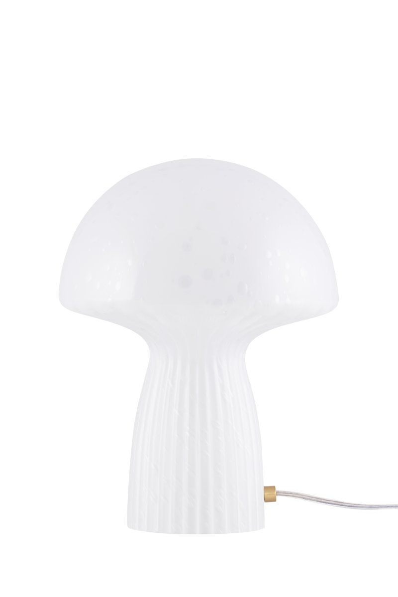 Fungo 30cm Blanc lampe de table De Globen Lighting - Chaque lampe est souffl&eacute;e bouche et unique, ce qui entra&icirc;ne des variations de couleur, d'&eacute;paisseur du verre et de nombre de bulles.