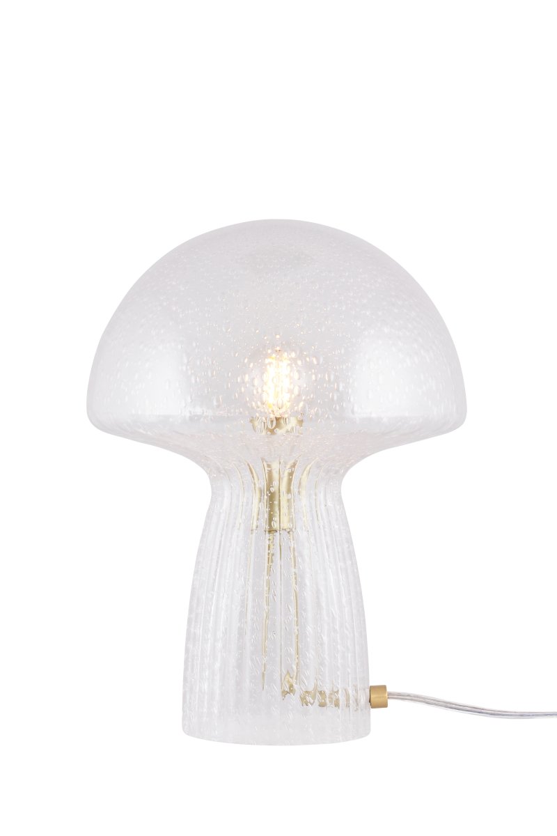 Fungo 30cm Transparent lampe de table De Globen Lighting - Chaque lampe est souffl&eacute;e bouche et unique, ce qui entra&icirc;ne des variations de couleur, d'&eacute;paisseur du verre et de nombre de bulles.