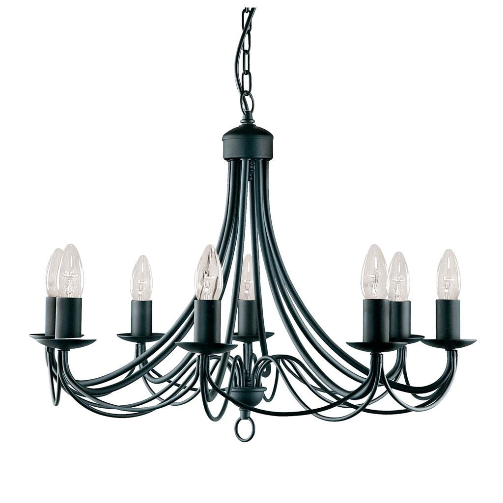 Maypole Ø60 Noir suspension De Searchlight - Suspendu à une plaque de plafond noire, ce luminaire convient à un salon, une chambre, une salle à manger ou un couloir.