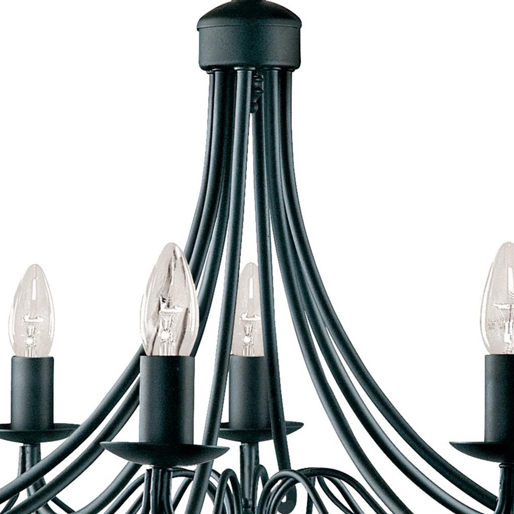 Maypole Ø60 Noir suspension De Searchlight - Suspendu à une plaque de plafond noire, ce luminaire convient à un salon, une chambre, une salle à manger ou un couloir.